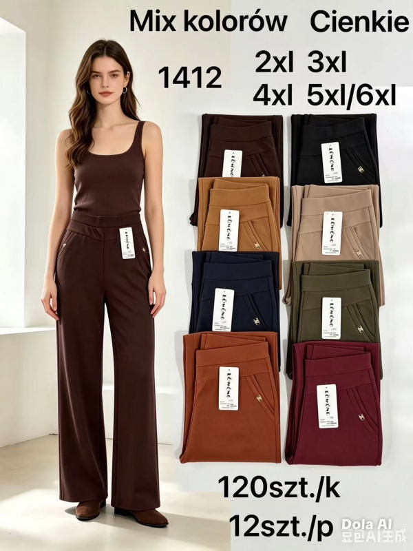 Spodnie damskie Roz 2XL-6XL, Mix Kolor Paczka 12 szt